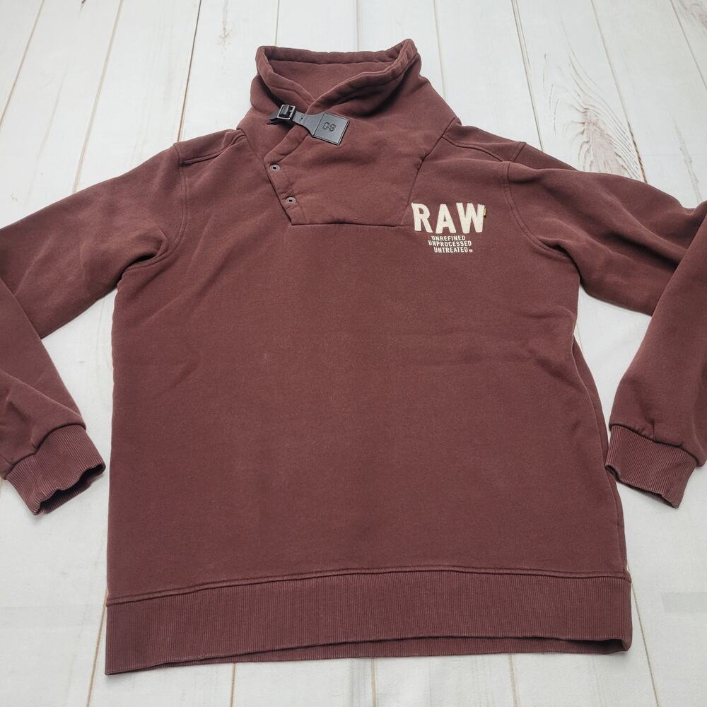 G Star Raw Gunner Aero sweatshirt cowl sweater pullover buckle red XXl